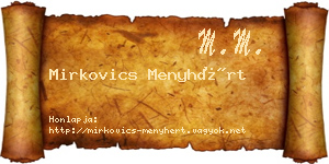 Mirkovics Menyhért névjegykártya